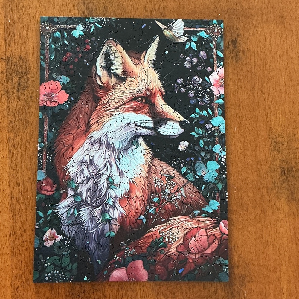 Fox Puzzle with Floral Design